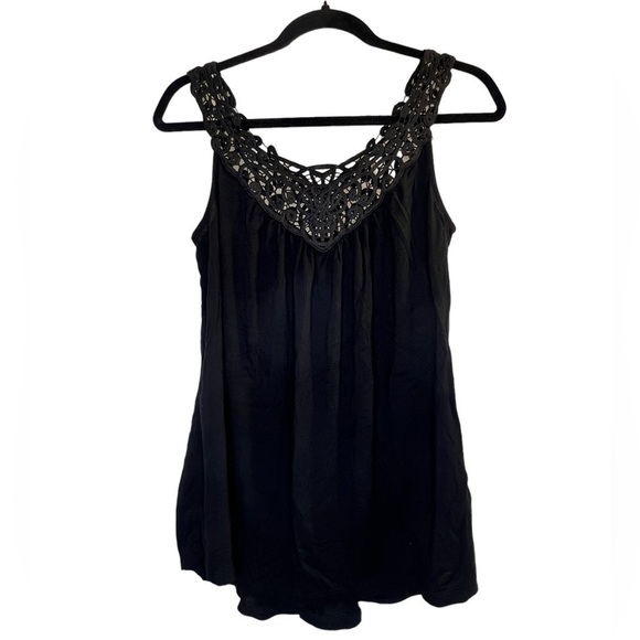 Sale Rickis Women’s Tank Top S Black Embroidered Lace Neckline - Picture 2 of 13